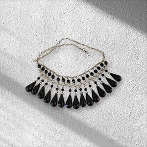 Black and Gold Bib Necklace